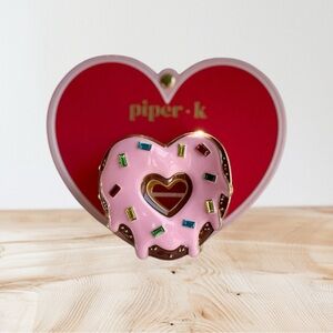 Piper K Pink Donut Heart Hair Clips